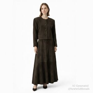 Vintage Suede Jacket & Maxi Skirt Set | Women’s M-L | Quiet Luxury